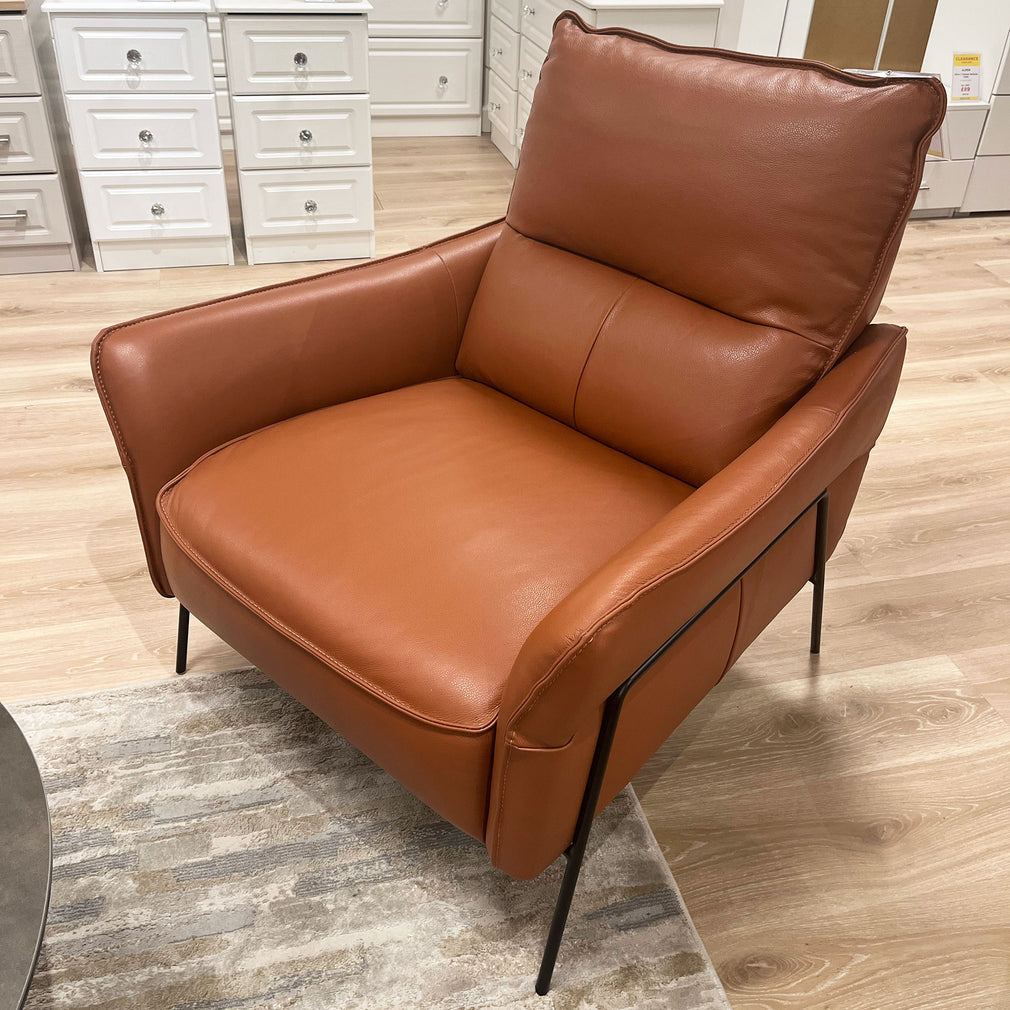 Fiore Accent Chair In Leather Cat 15 H/Split use COL H6103(S) - CAT 15 - COLOUR NAME GINGER