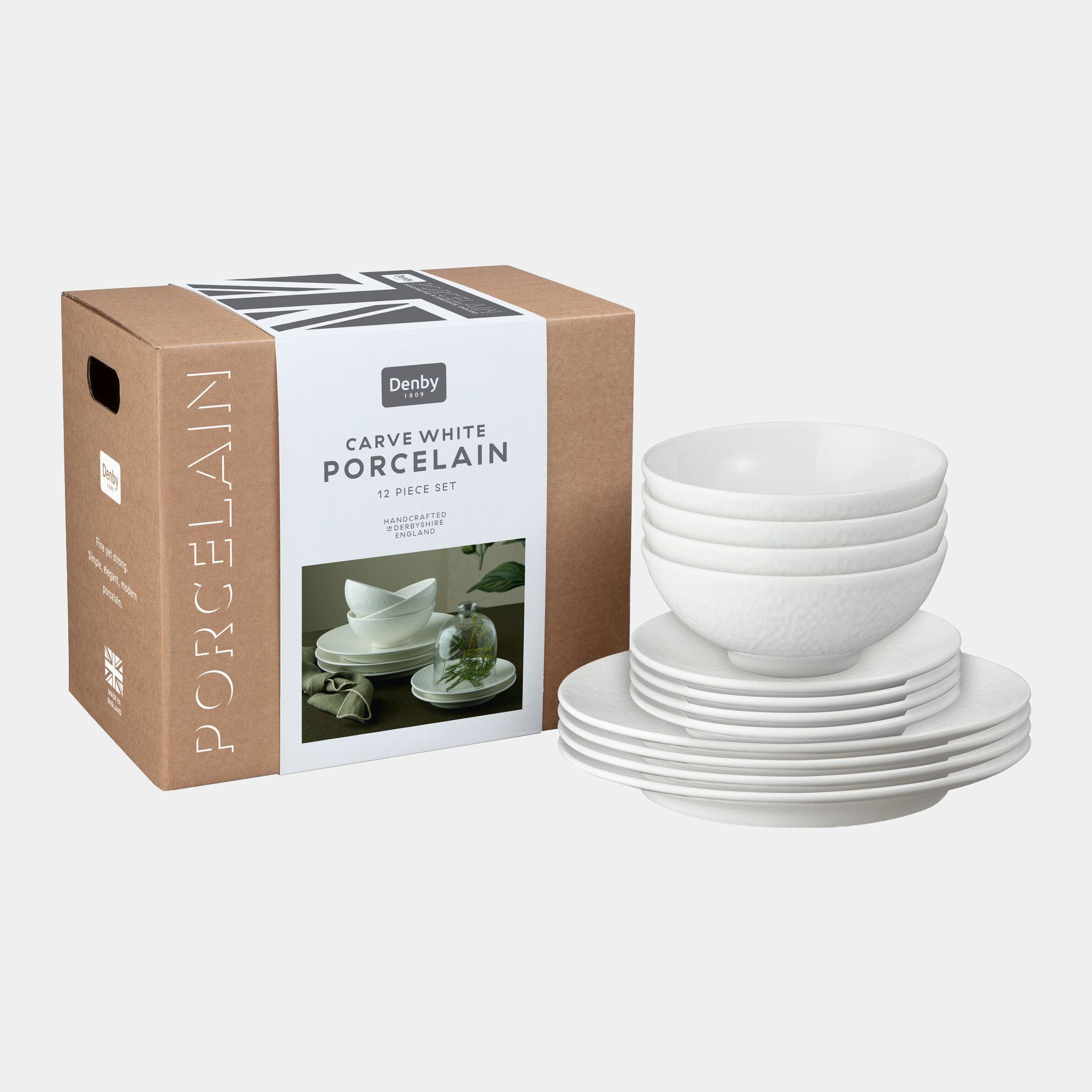 Carve - White 12 Piece Dinner Set