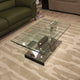 Column Swivel Coffee Table Toughened Glass/Polished Stainless Steel 92/163 W 60D 43cm H