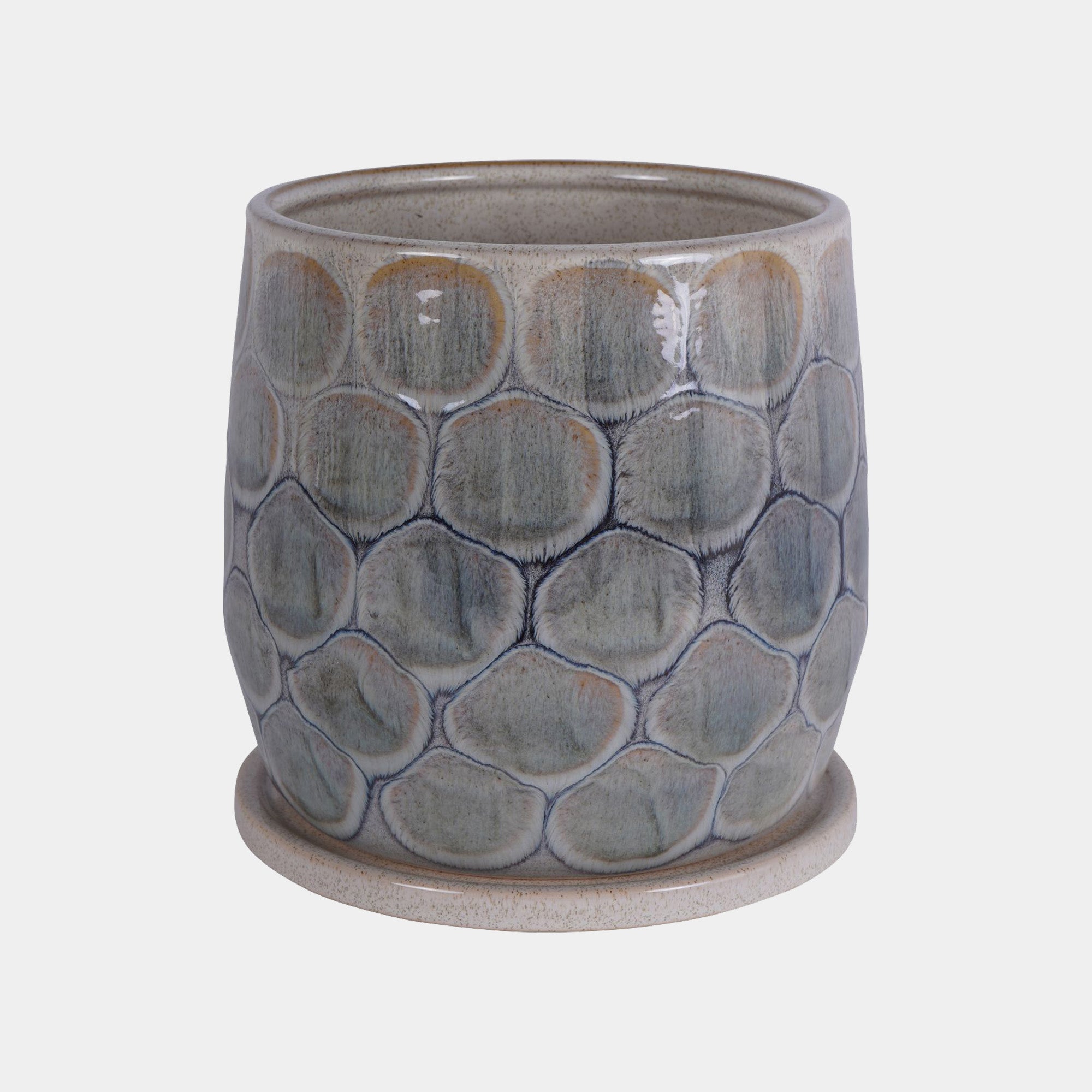 Armadillo - Medium Azure Ceramic Planter with Base