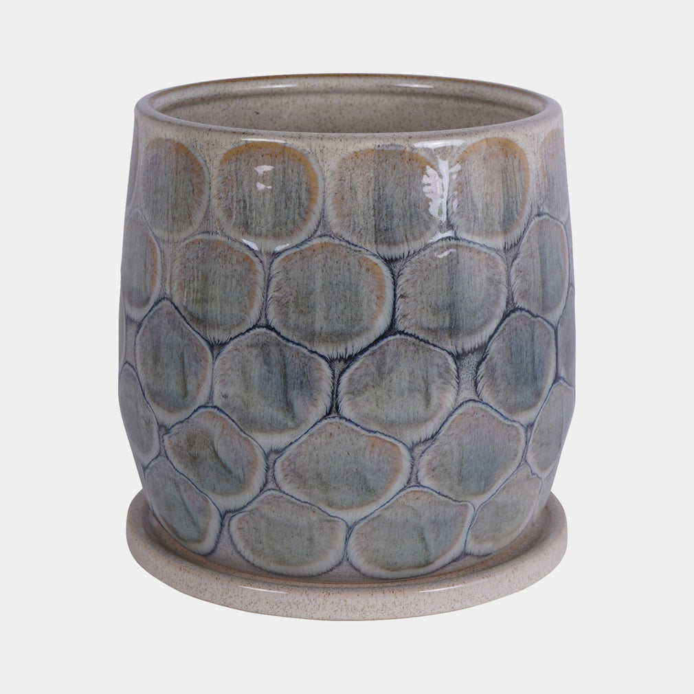 Armadillo - Large Azure Ceramic Planter with Base