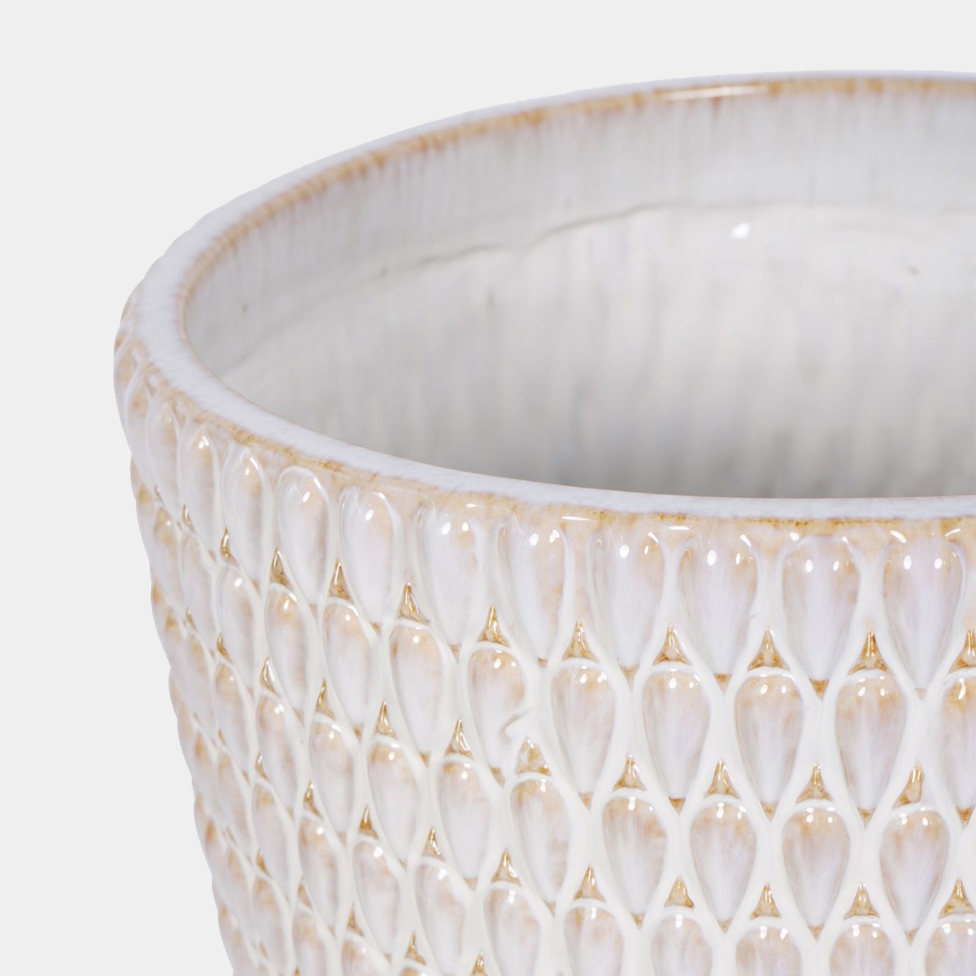 Navagio - Reactive Glaze Cream Ceramic Planter XL