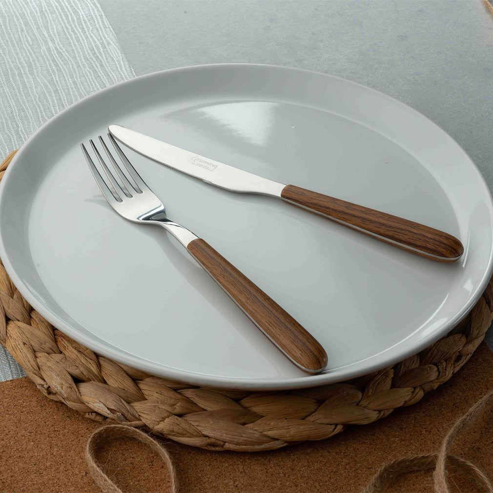 Eco - 24 Piece Wood Effect Cutlery Set