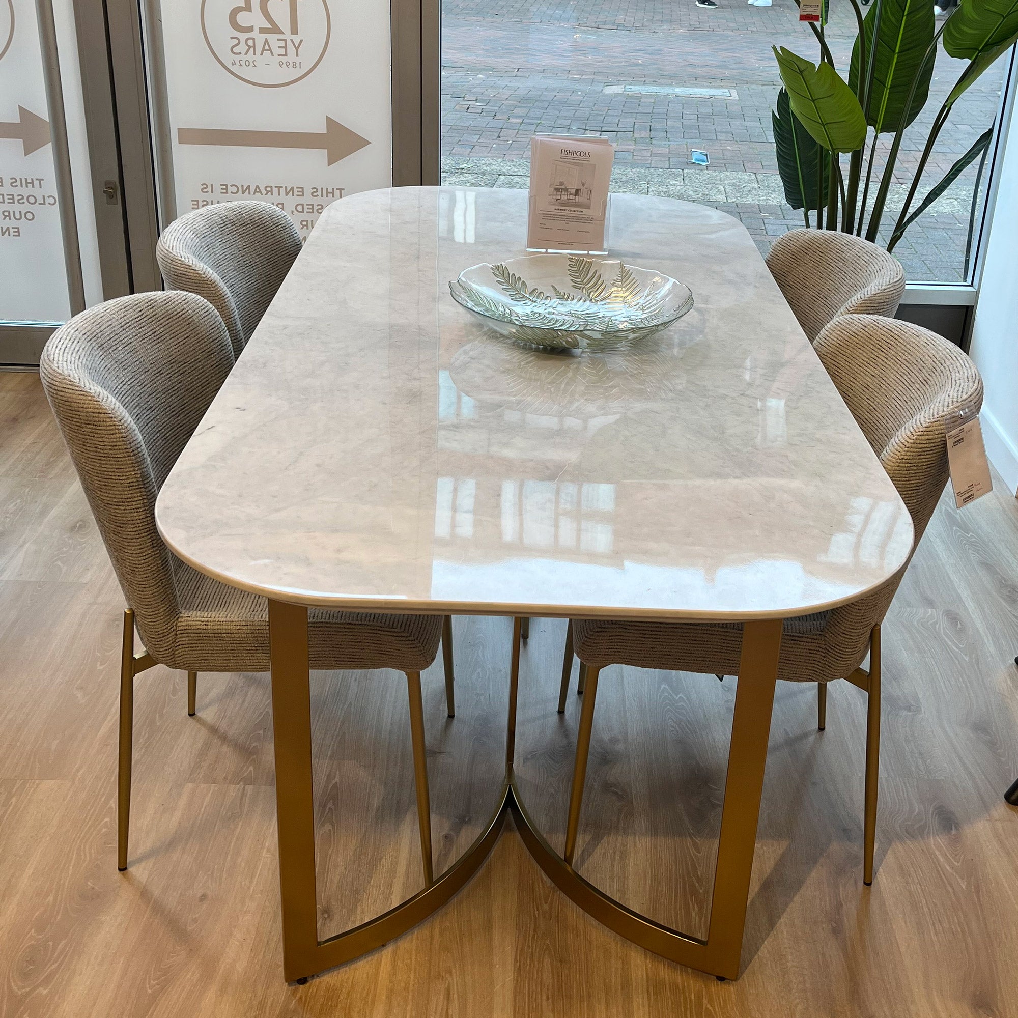 Harmony 180cm Dining Table With White Marble Top
