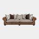 Lancaster - 4 Seat Split Pillow Back Sofa In Fabric & Full Aniline Leather Mix