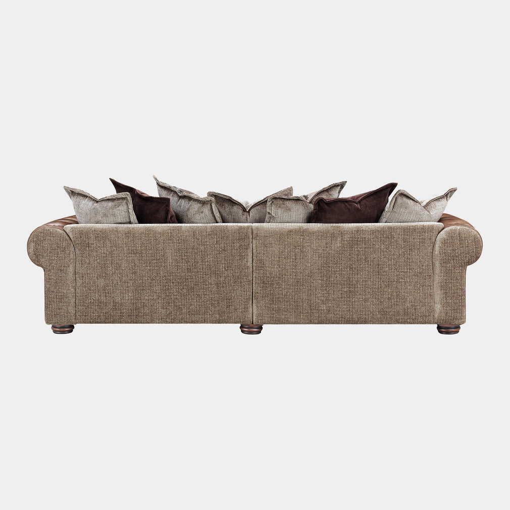 Lancaster - 4 Seat Split Pillow Back Sofa In Fabric & Full Aniline Leather Mix