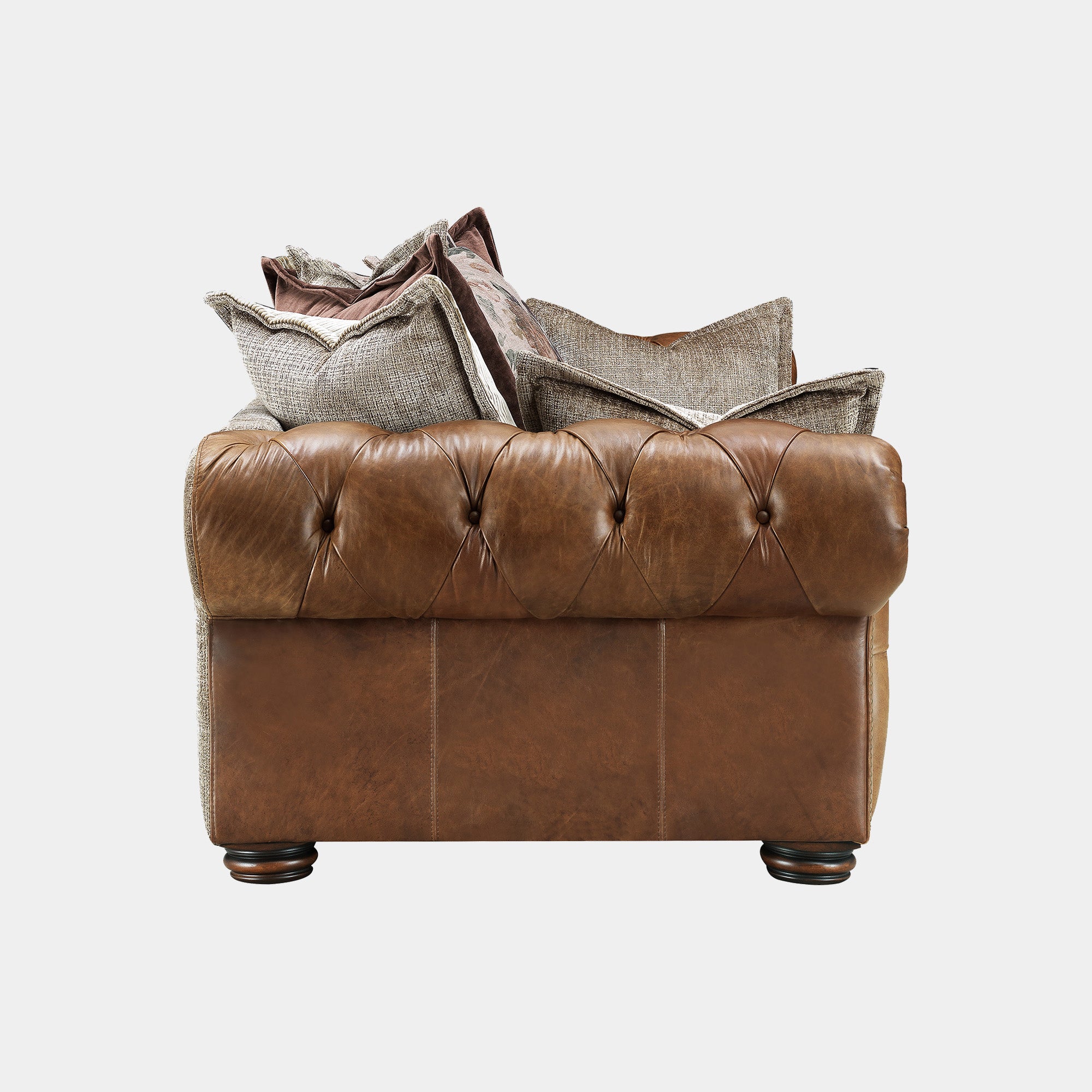 Lancaster - 3 Seat Pillow Back Sofa In Fabric & Full Aniline Leather Mix