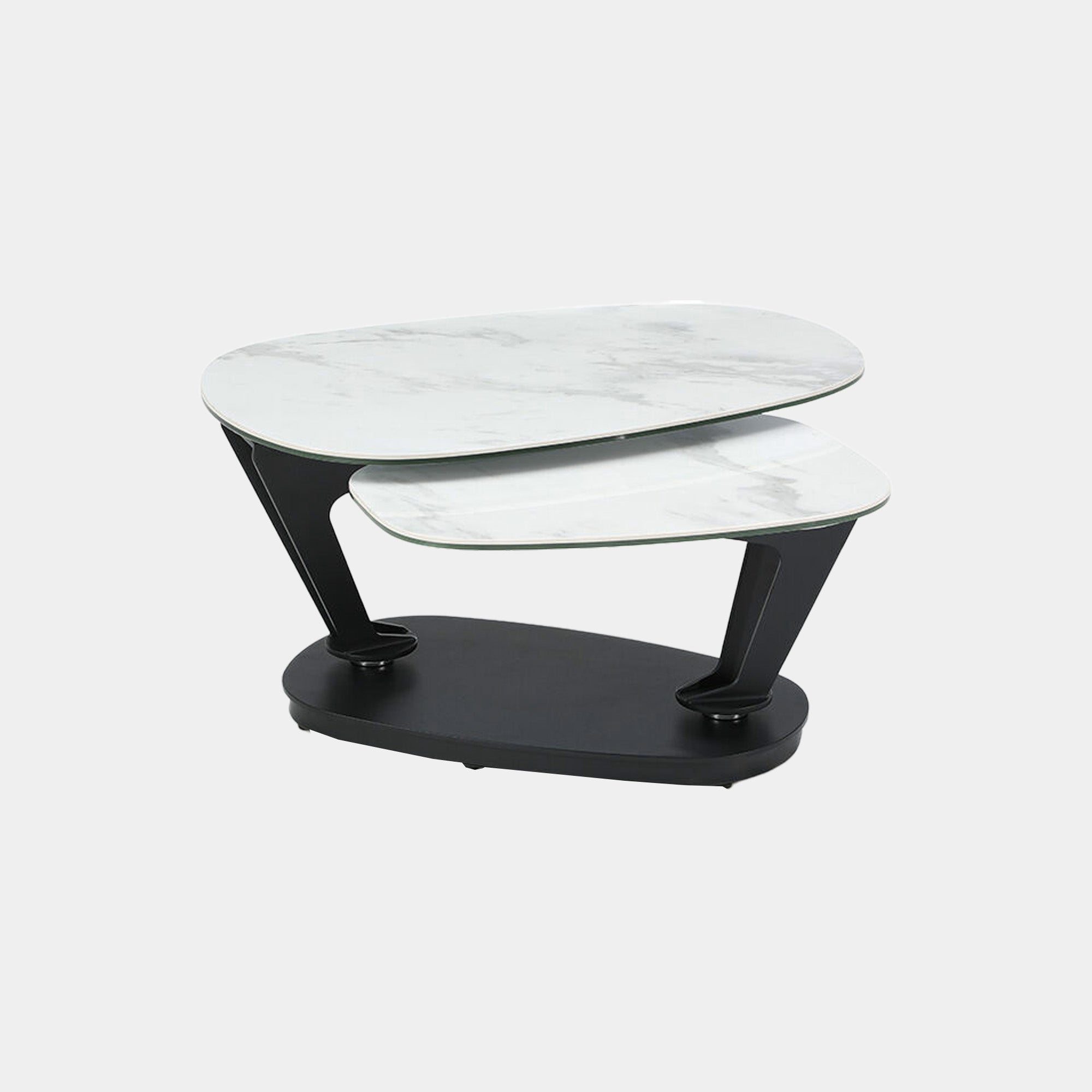 Atlantic - Swivel Coffee Table Carrara Effect Ceramic/Sandy Black Base