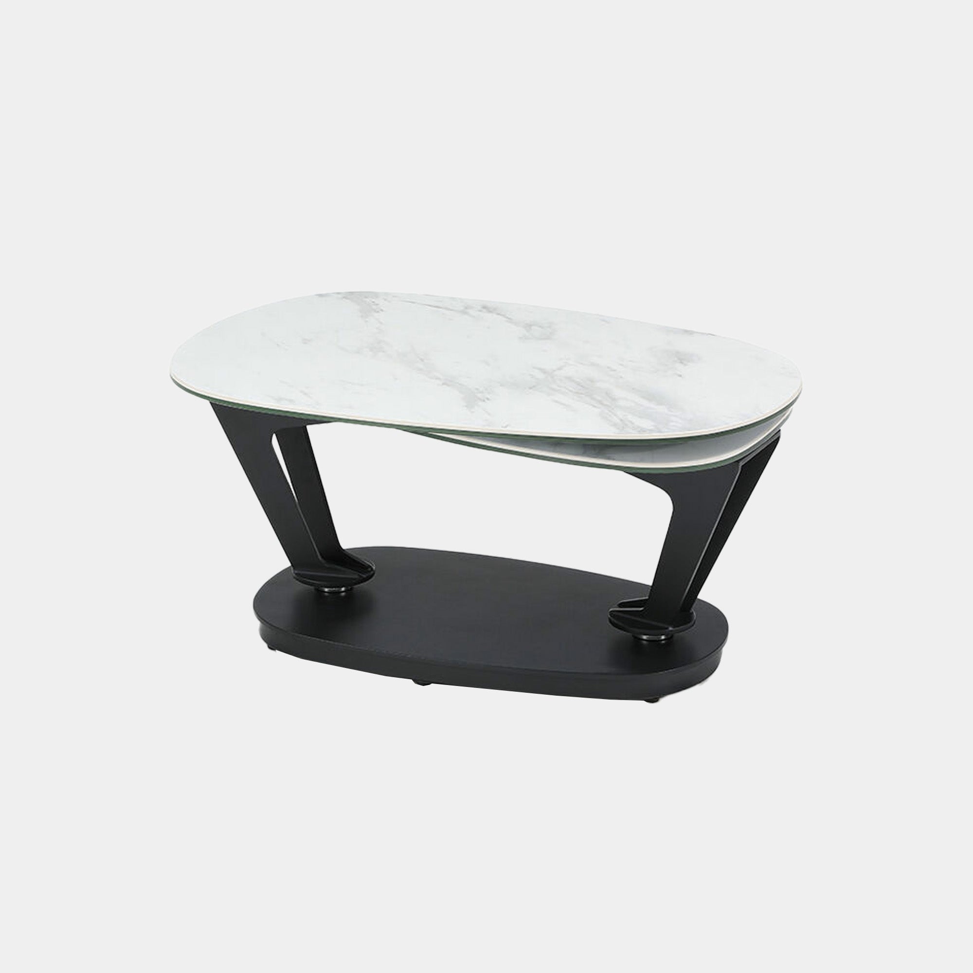 Atlantic - Swivel Coffee Table Carrara Effect Ceramic/Sandy Black Base