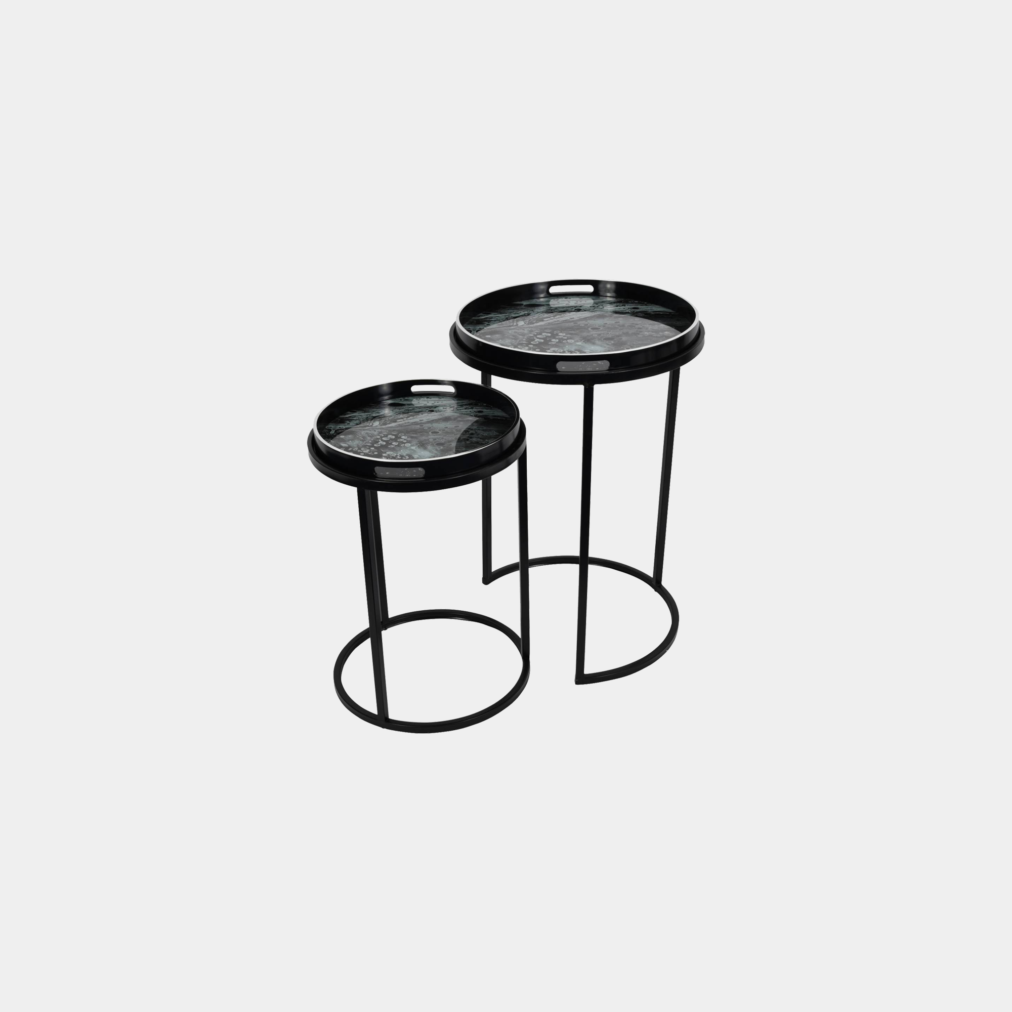 Ruxley - Set of 2 Side Tray Tables In Black Finish