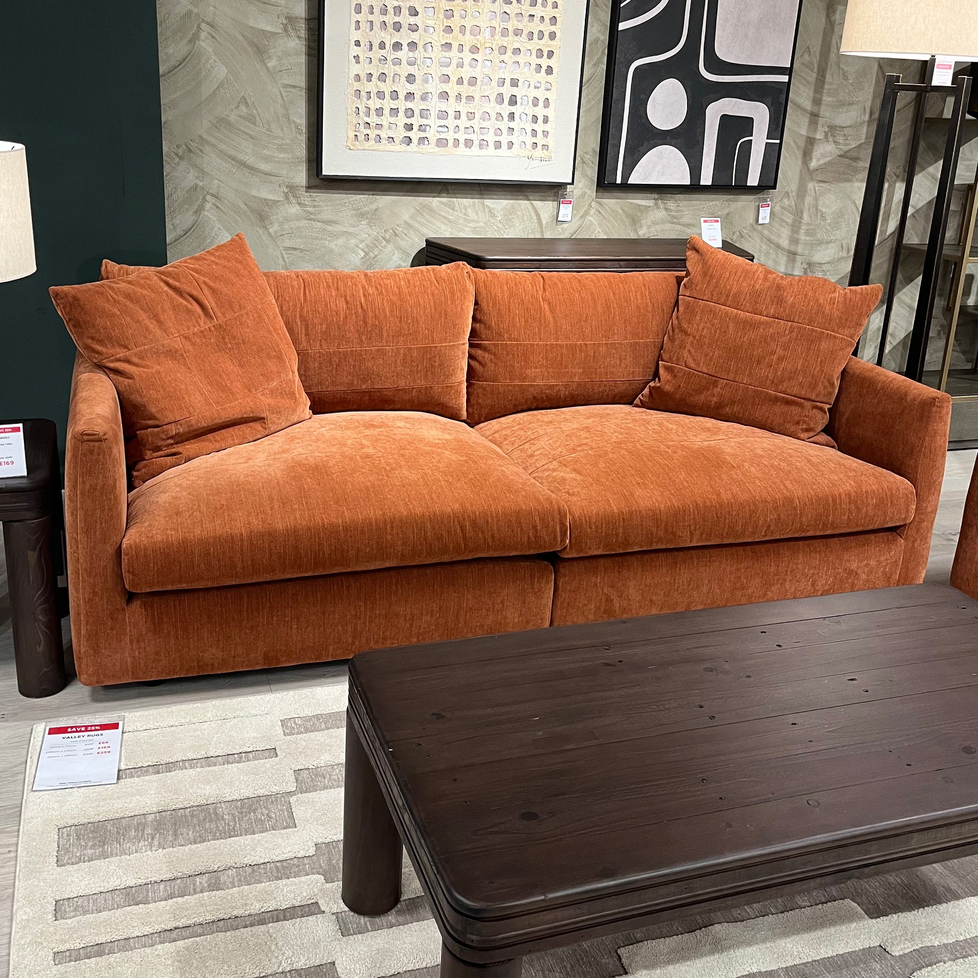 Mistral 3 Seat Split Sofa In Fabric Spiced Paprika