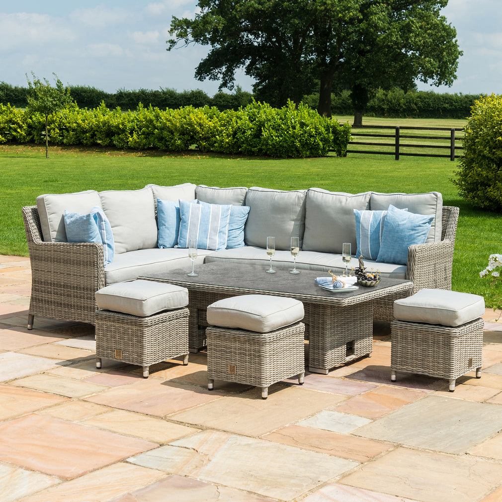 Corner Rising Dining Set With 3 Stools With Glass Ceramic Top