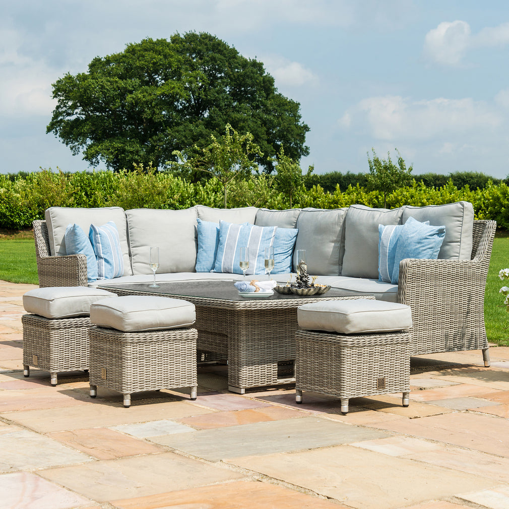 Corner Rising Dining Set With 3 Stools With Glass Ceramic Top