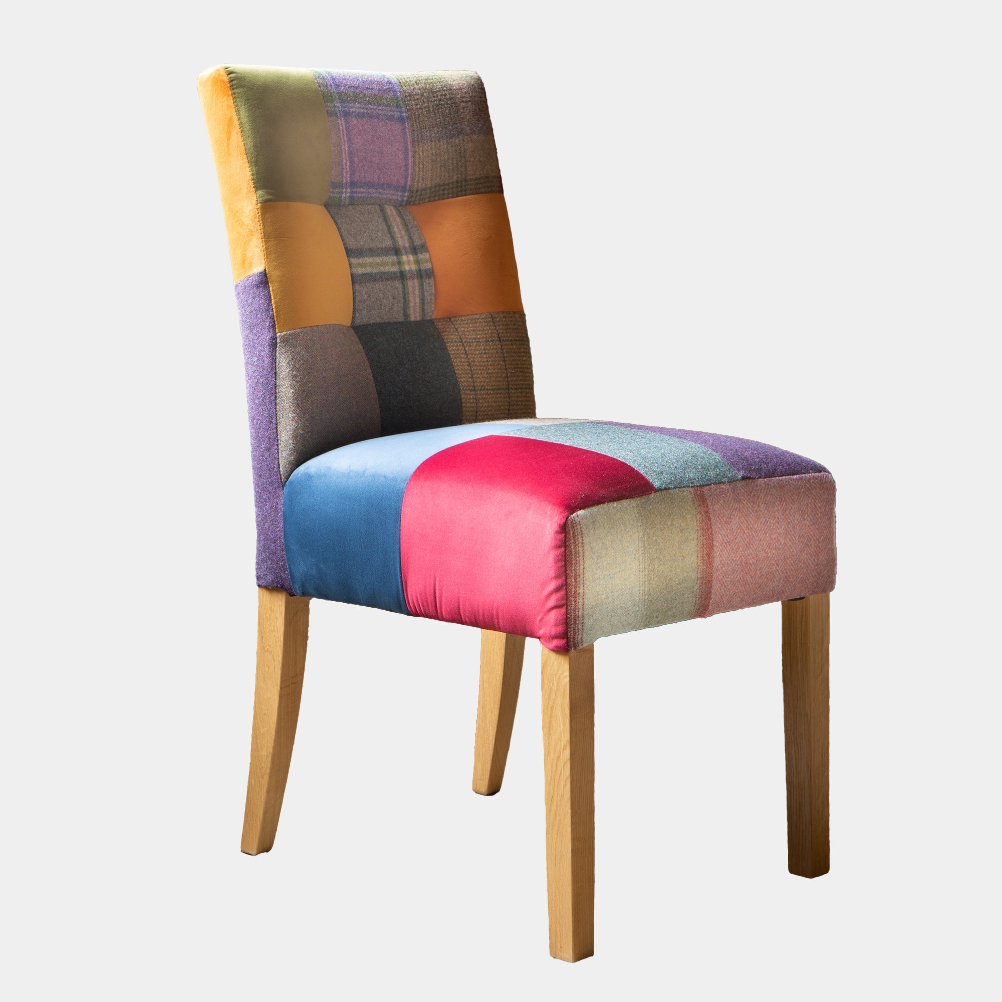 Houston - Patchwork Dining Chair With Natural Lacquer Leg