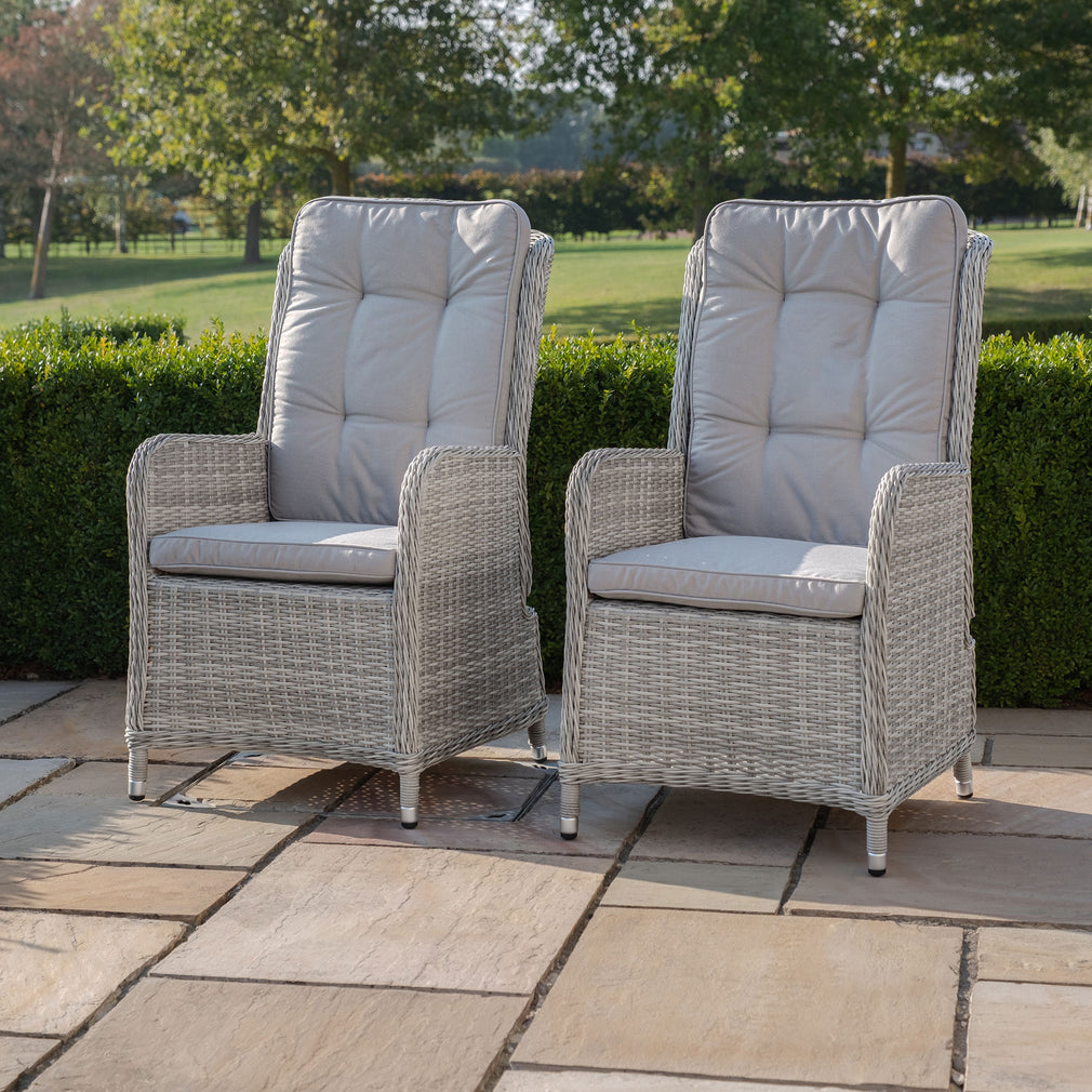 Reclining Chair x 2 In Light Grey Rattan