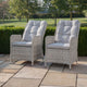 Reclining Chair x 2 In Light Grey Rattan