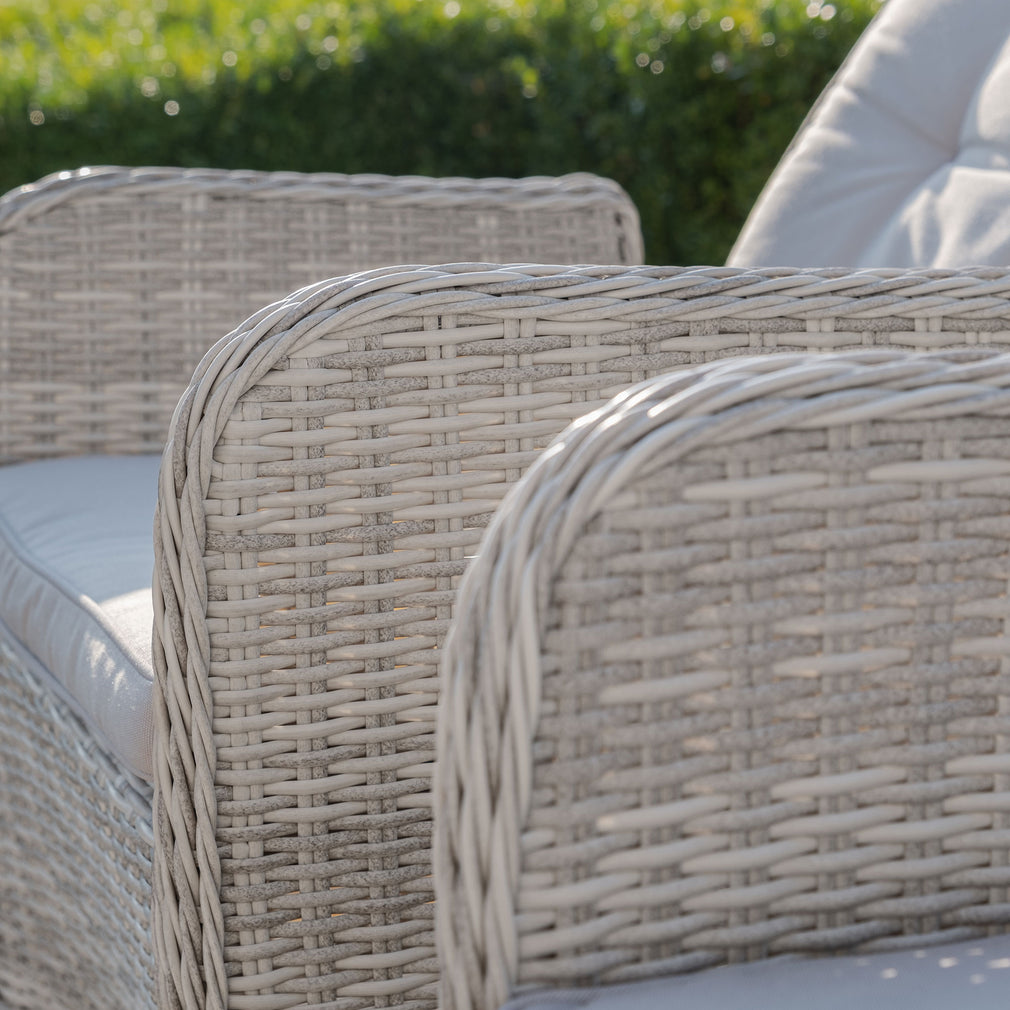 Reclining Chair x 2 In Light Grey Rattan