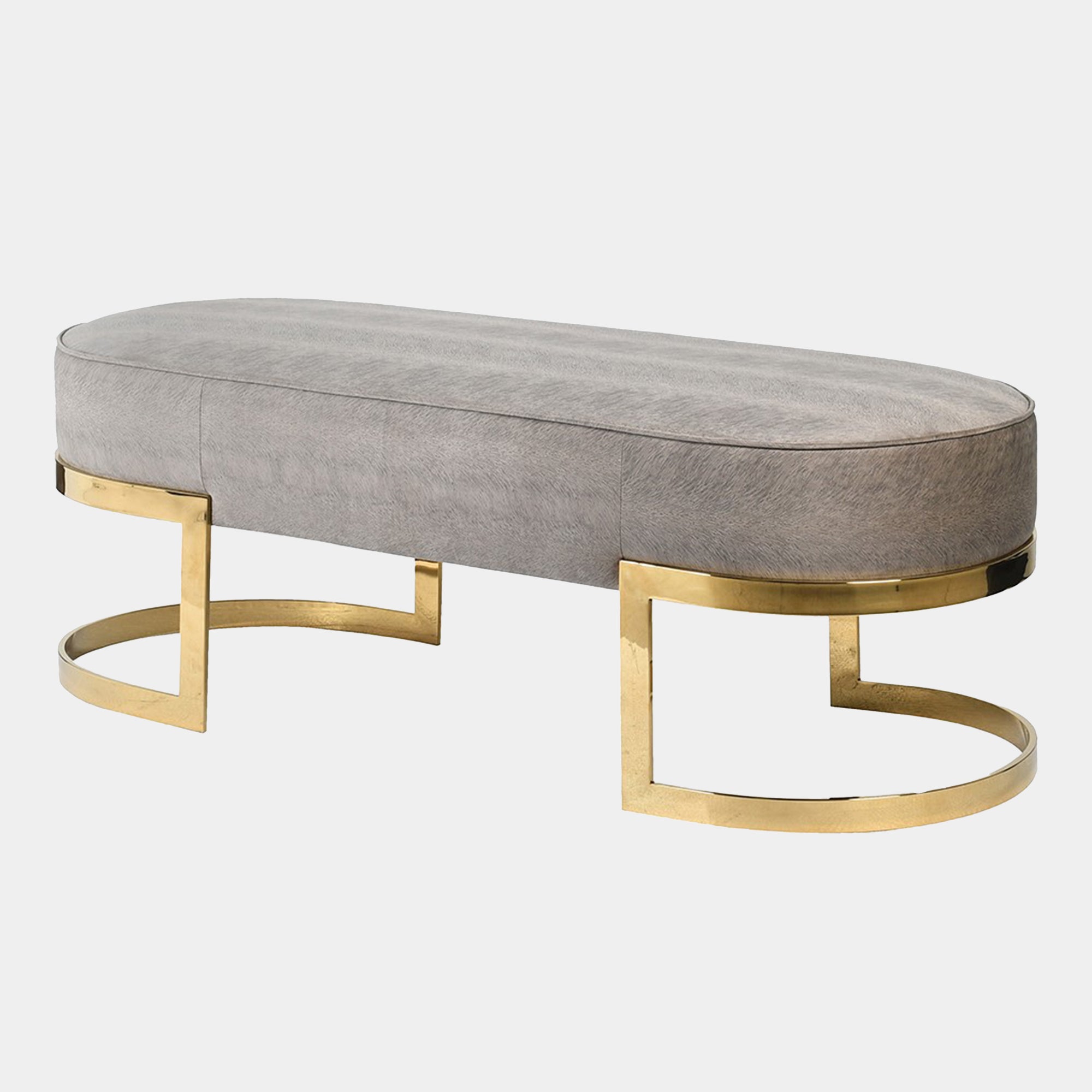 Kenobi - 132cm Bench In Grey Fabric With Gold Steel Legs