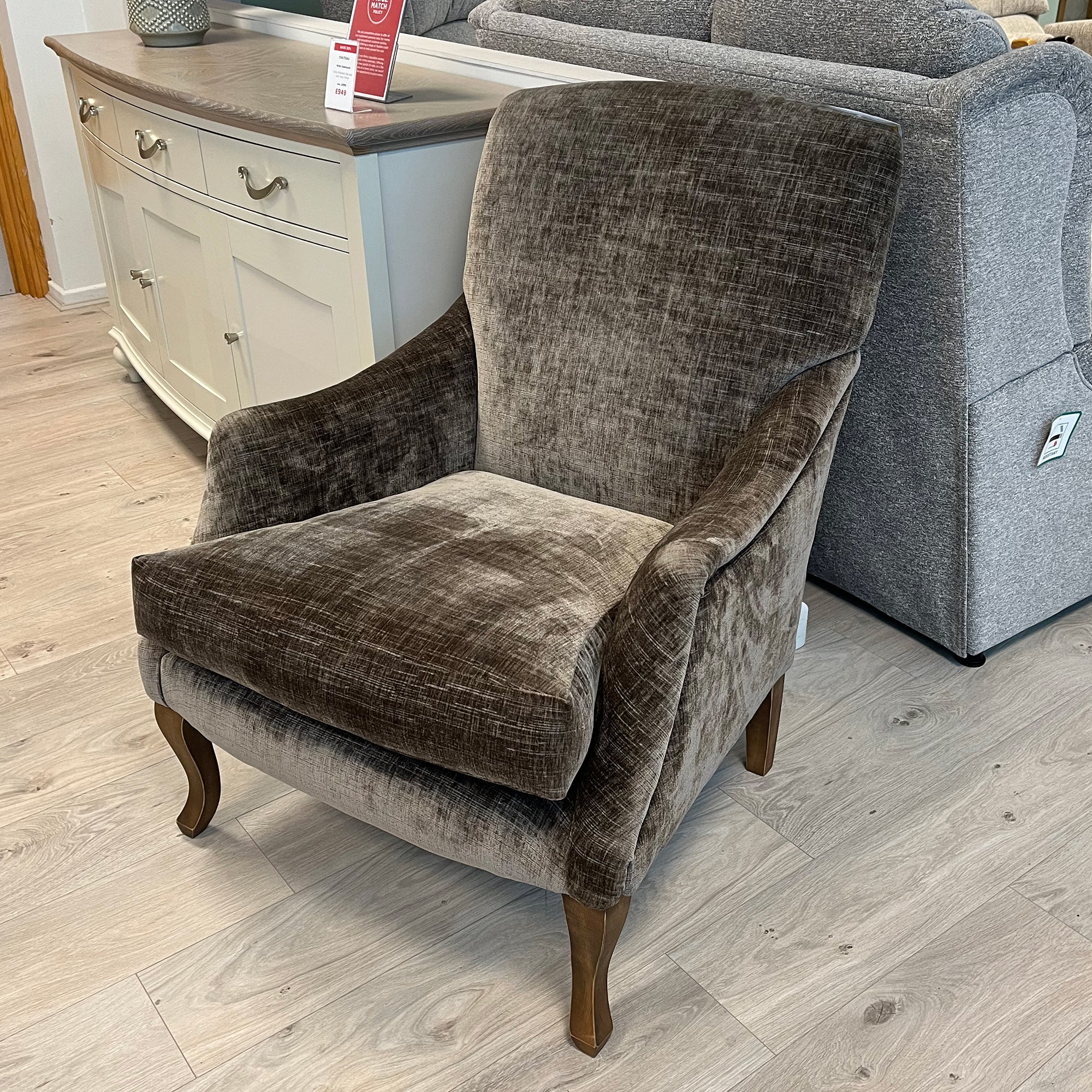 Derwent Chair In Fabric Grade B Kobe Gruffalo, Dark Foot