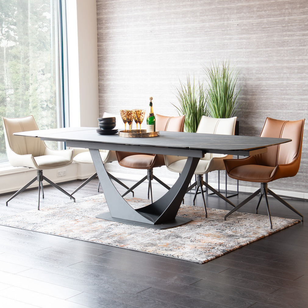 Figaro - 180cm Extending Dining Table With Black/Bronze Ceramic Top