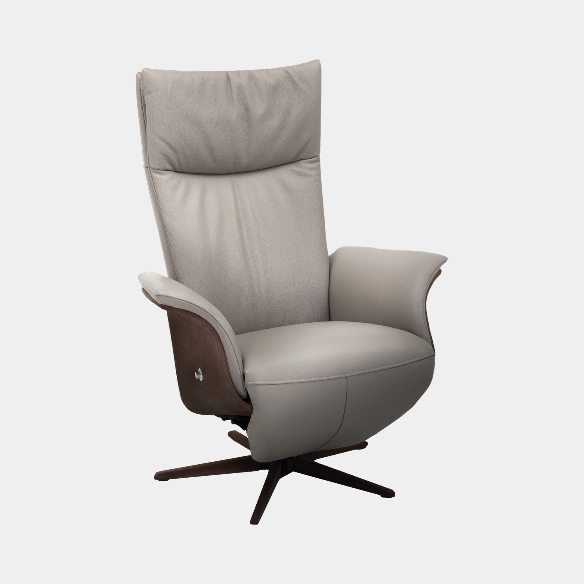 Helsinki - Medium Swivel Power Recliner Chair In Semi Aniline 378 Light Grey Leather