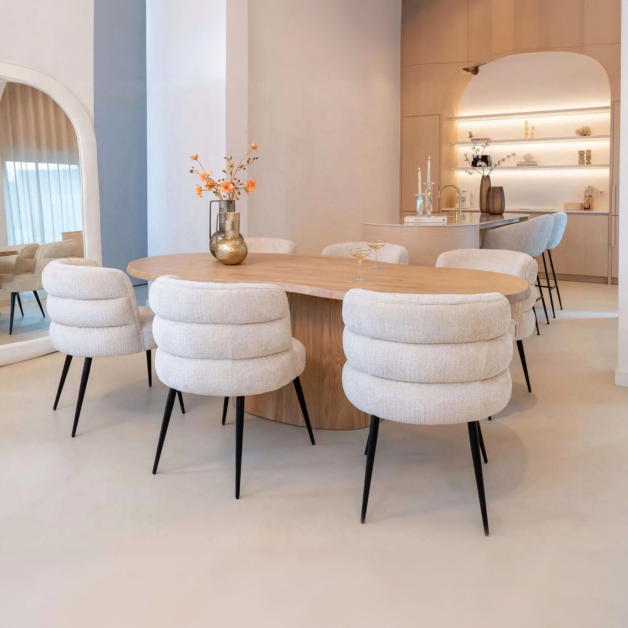 Franklin - 240cm Dining Table In Faux Travertine