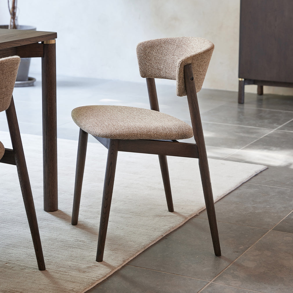 Genesis - Dining Chair In Latte Fabric & Espresso Oil Frame