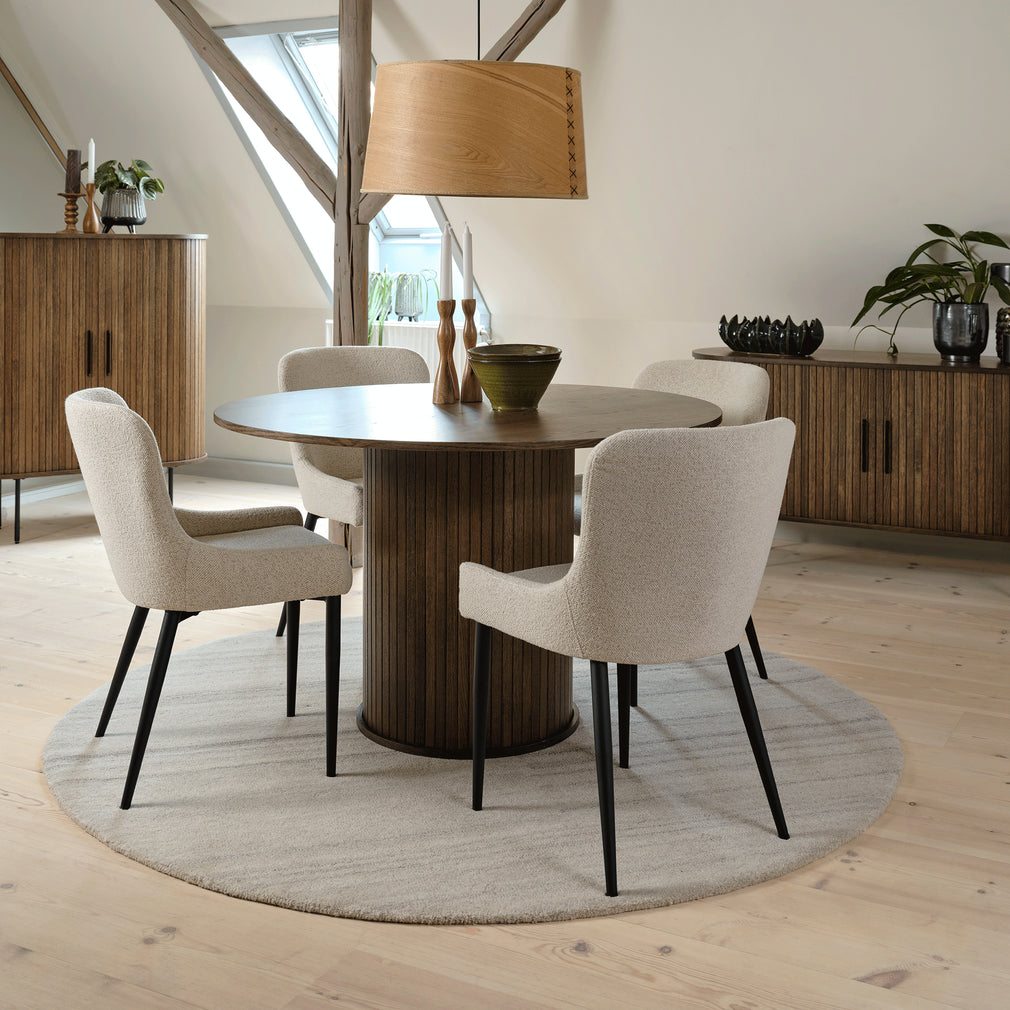 Eden - 120cm Round Extending Dining Table In Smoked Oak Finish