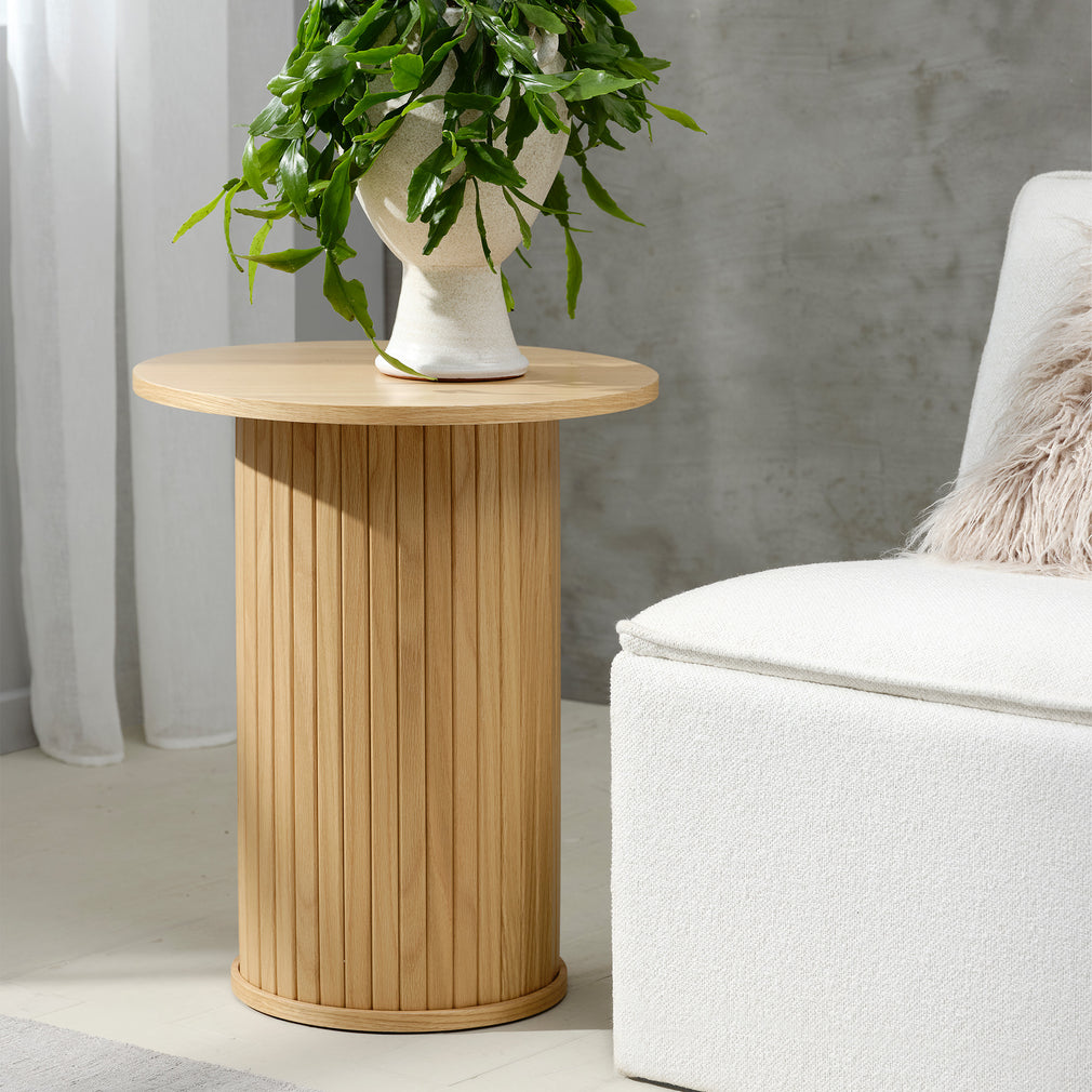 Eden - 50cm Round Lamp Table In Natural Oak Finish