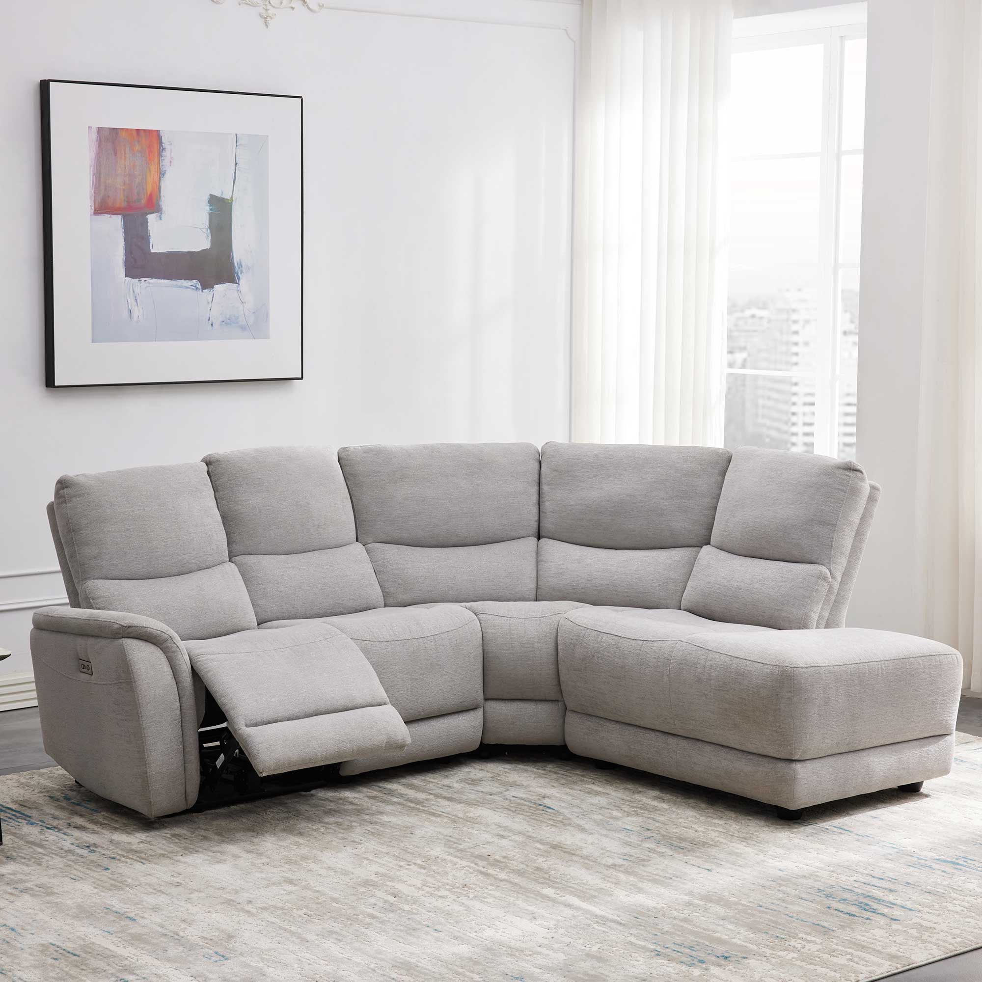 Riviera - LHF Chaise Corner Group With Power Recliner In Fabric