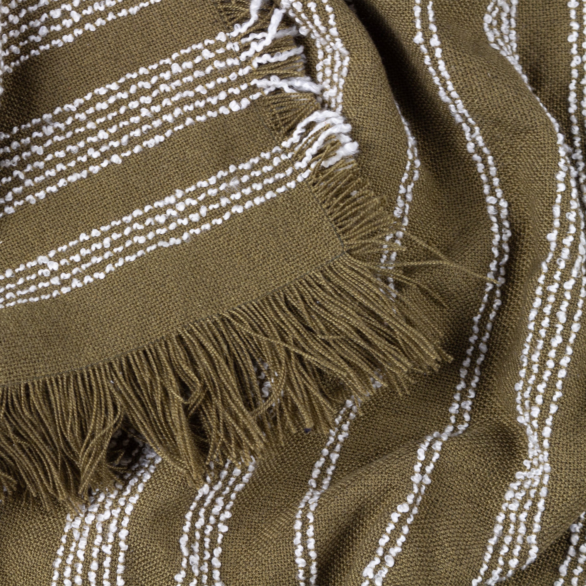 Manama - Olive Woven Fringed Throw 130x180cm