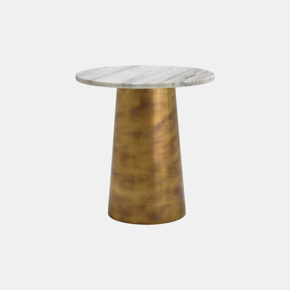 Eichholtz Nuova - Side Table - White Marble Top/Vintage Brass Base