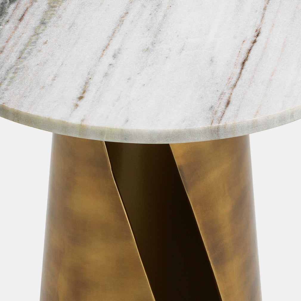 Eichholtz Nuova - Side Table - White Marble Top/Vintage Brass Base