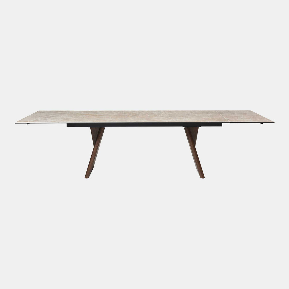 200cm Extending Dining Table With Warm Ivory Ceramic Top