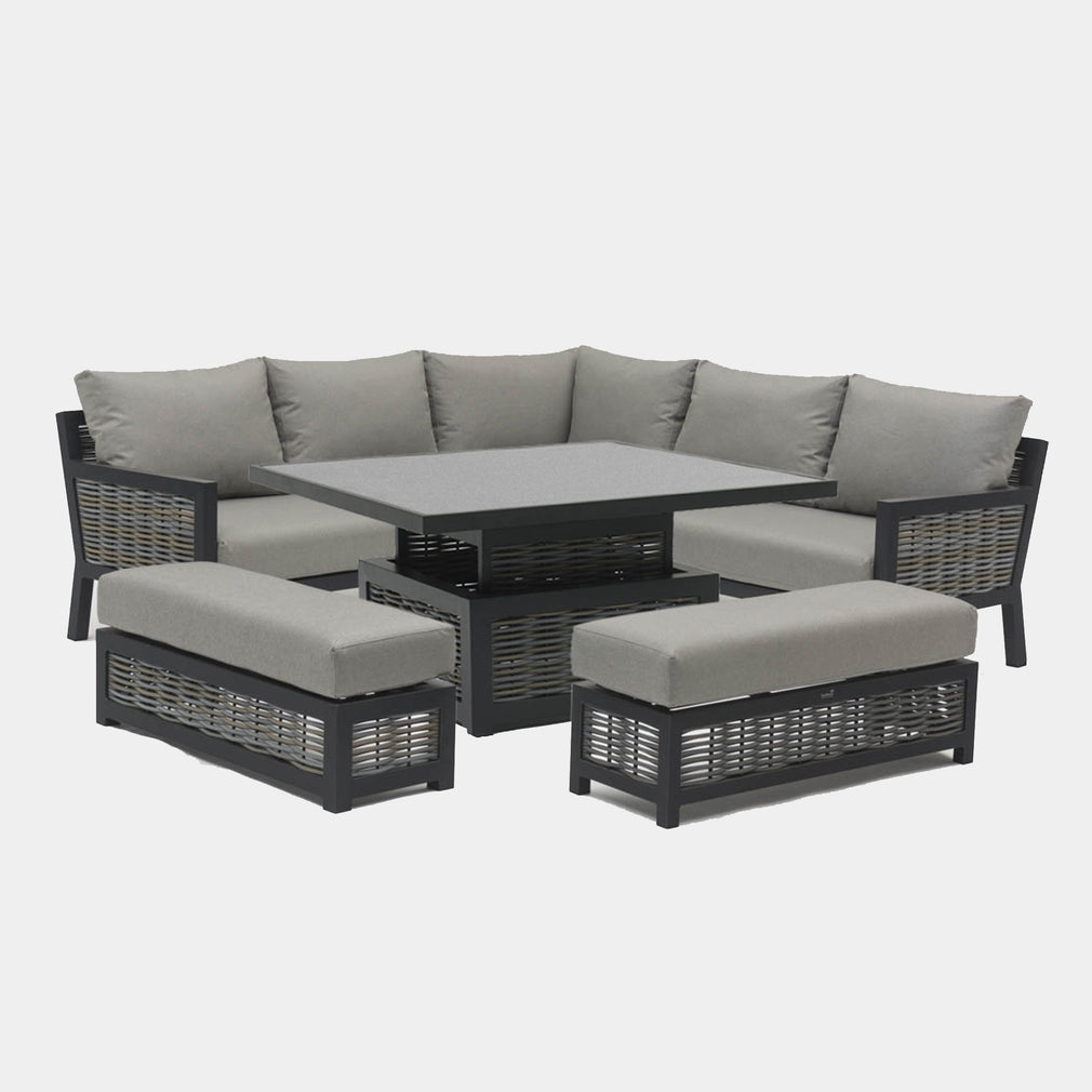 Key Largo - Modular Corner Dining Set In Aluminium/Rattan And Sintered Stone Top