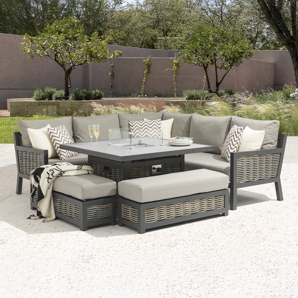 Wicker Modular Corner Dining Set In Aluminium