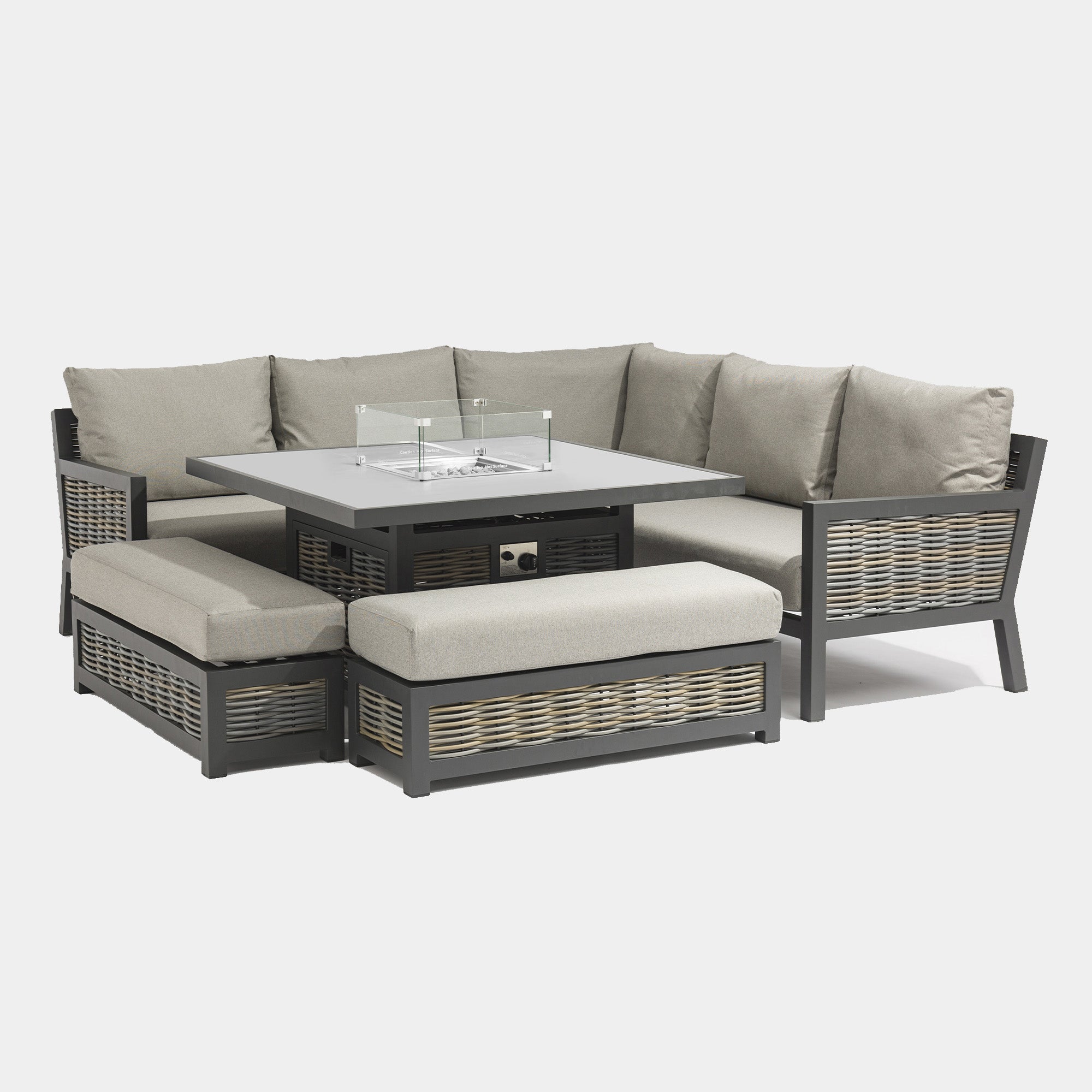 Wicker Modular Corner Dining Set In Aluminium