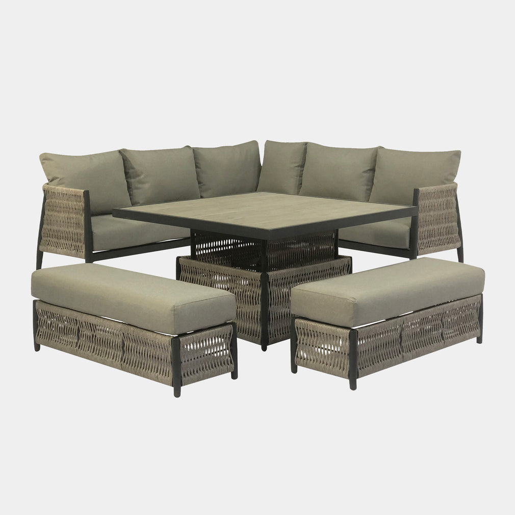 Coconut Grove - Corner Dining Set In Rattan Rope Effect/Aluminium With Ceramic Top