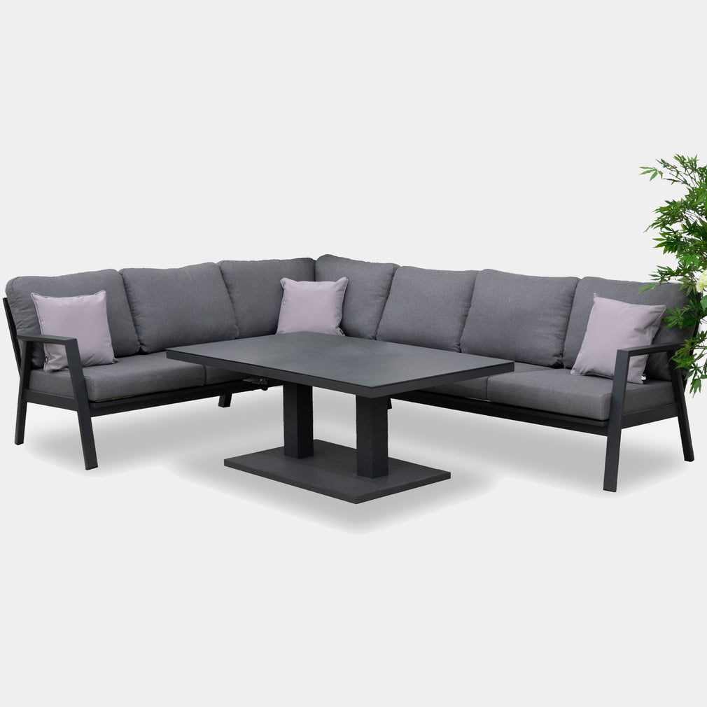 Corner Sofa Dining Set With Rectangular Rising Table