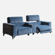 2 Seat Cinema Sofa With Multimedia Console With Power Recliners In Fabric  With Matt Black Legs