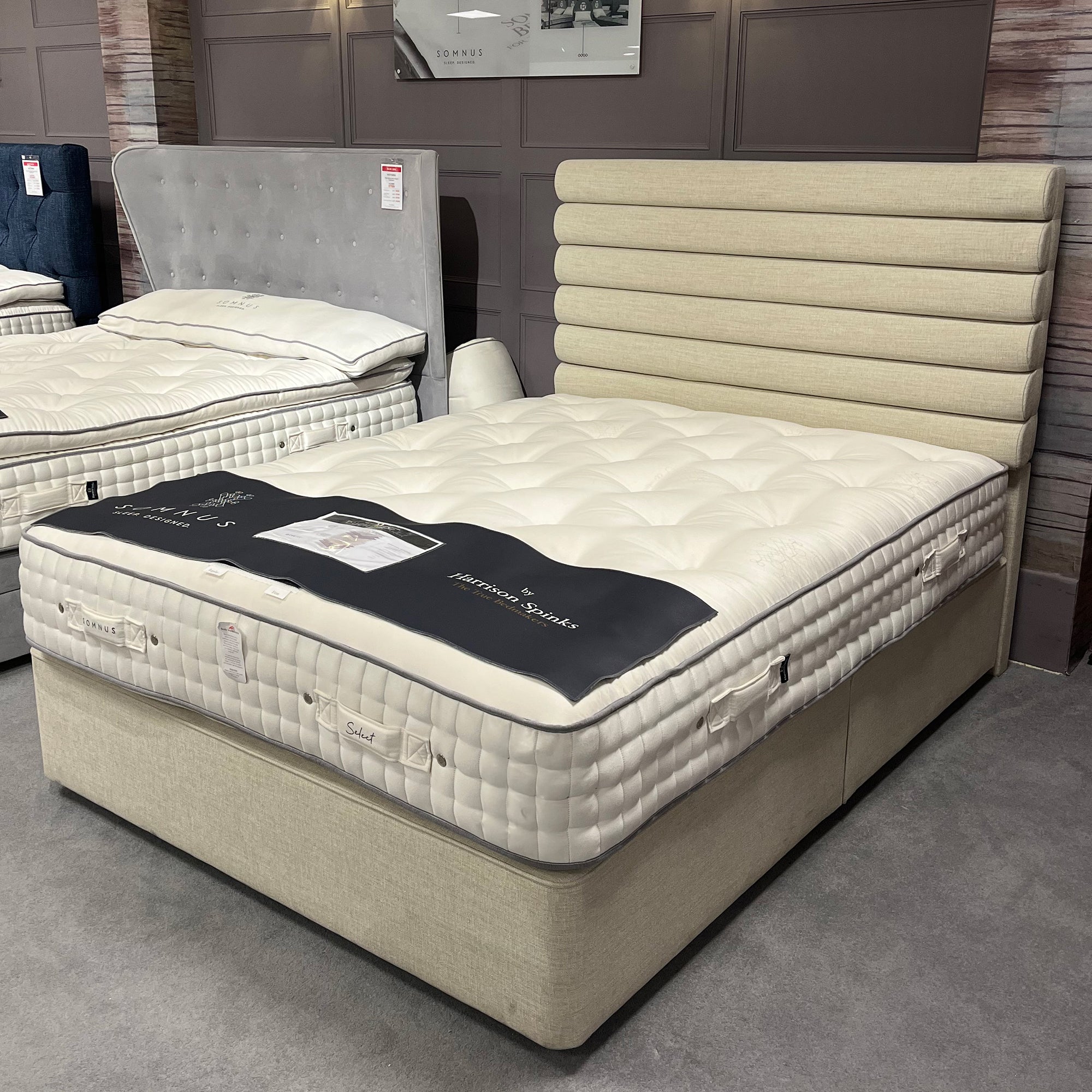 Duchess King (150cm) Standard TE Divan Set In Med/Firm In Tudra Cotton Grass Inc Prague Headboard