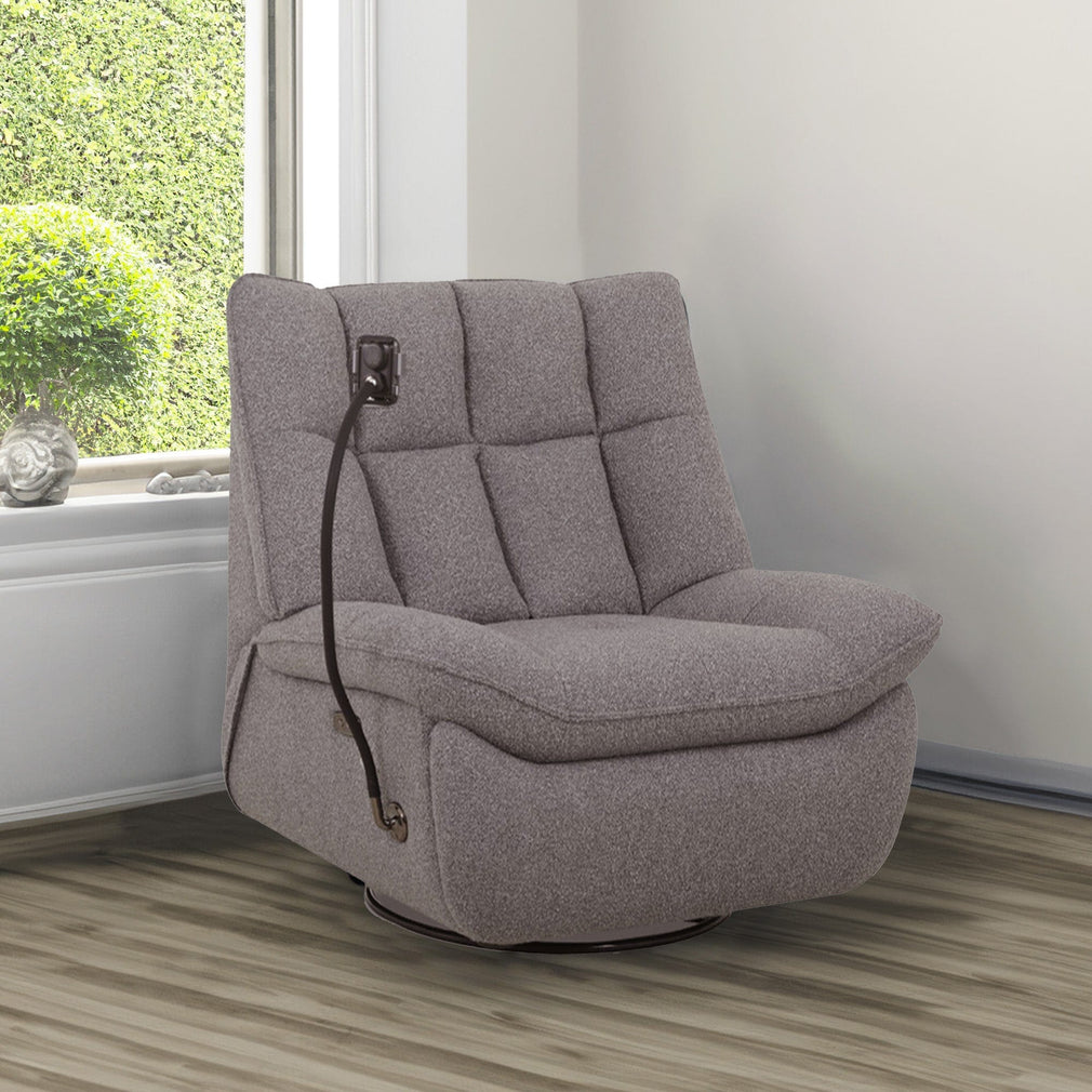 San Diego - Armless Power Recliner Swivel Chair With Mobile Phone Holder In Fabric