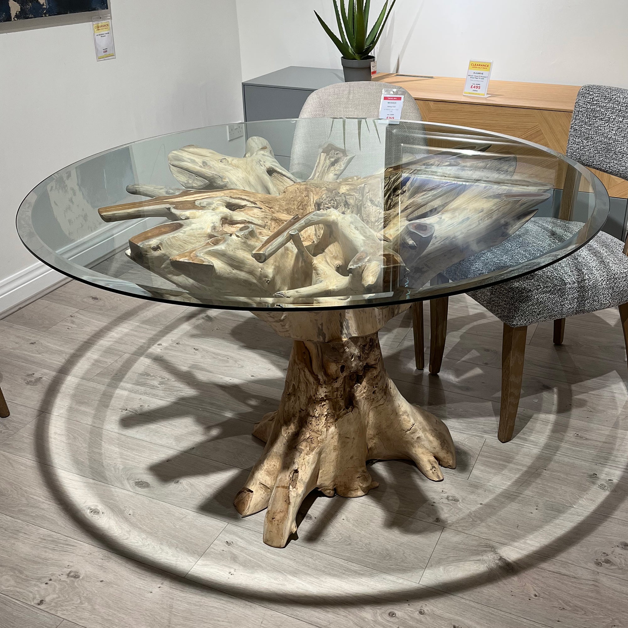 Java 130cm Dining Table With Glass Top