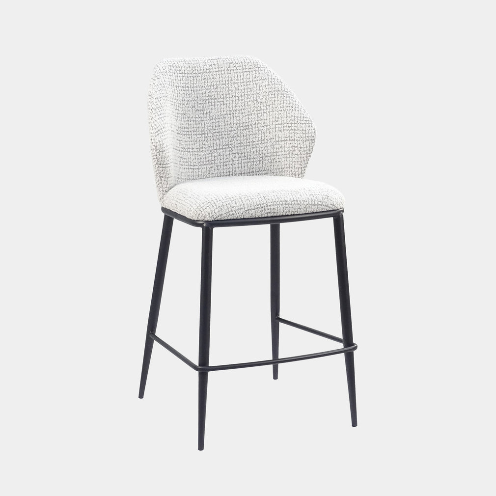 Quinn - Bar Stool In Light Grey Boucle Fabric