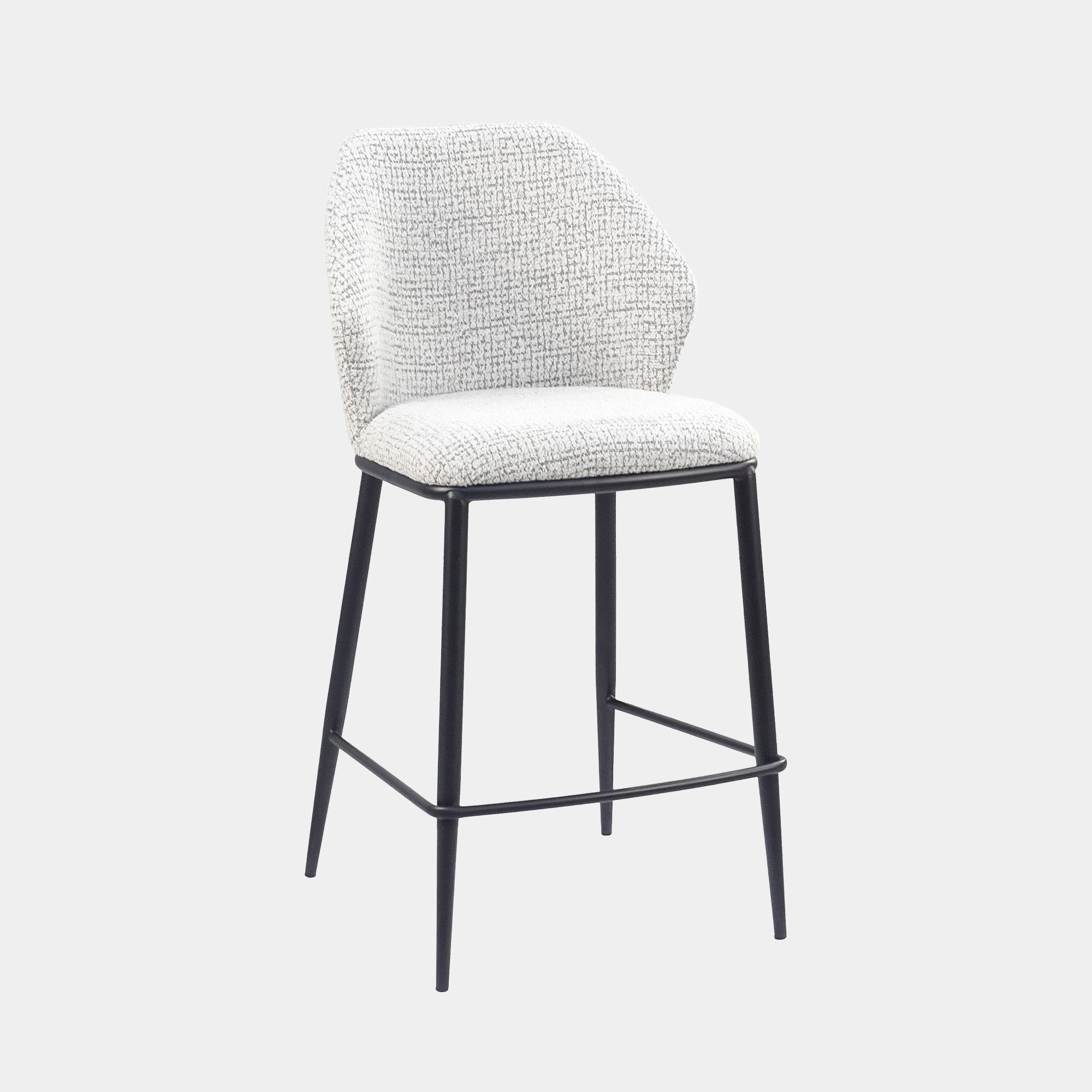 Quinn - Bar Stool In Light Grey Boucle Fabric