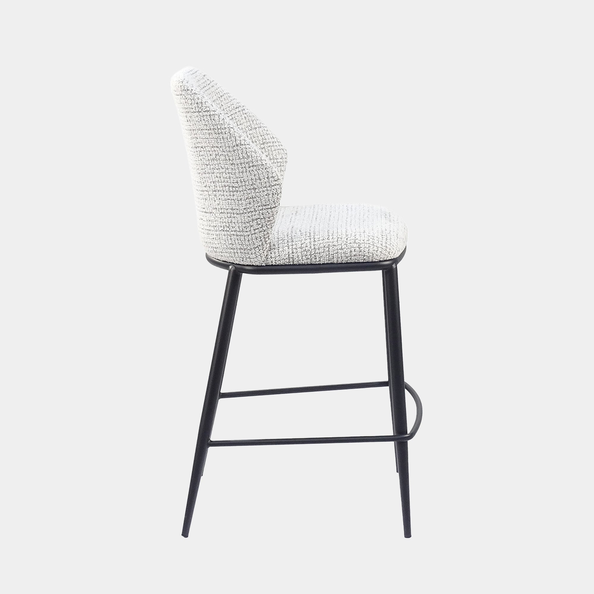 Quinn - Bar Stool In Light Grey Boucle Fabric