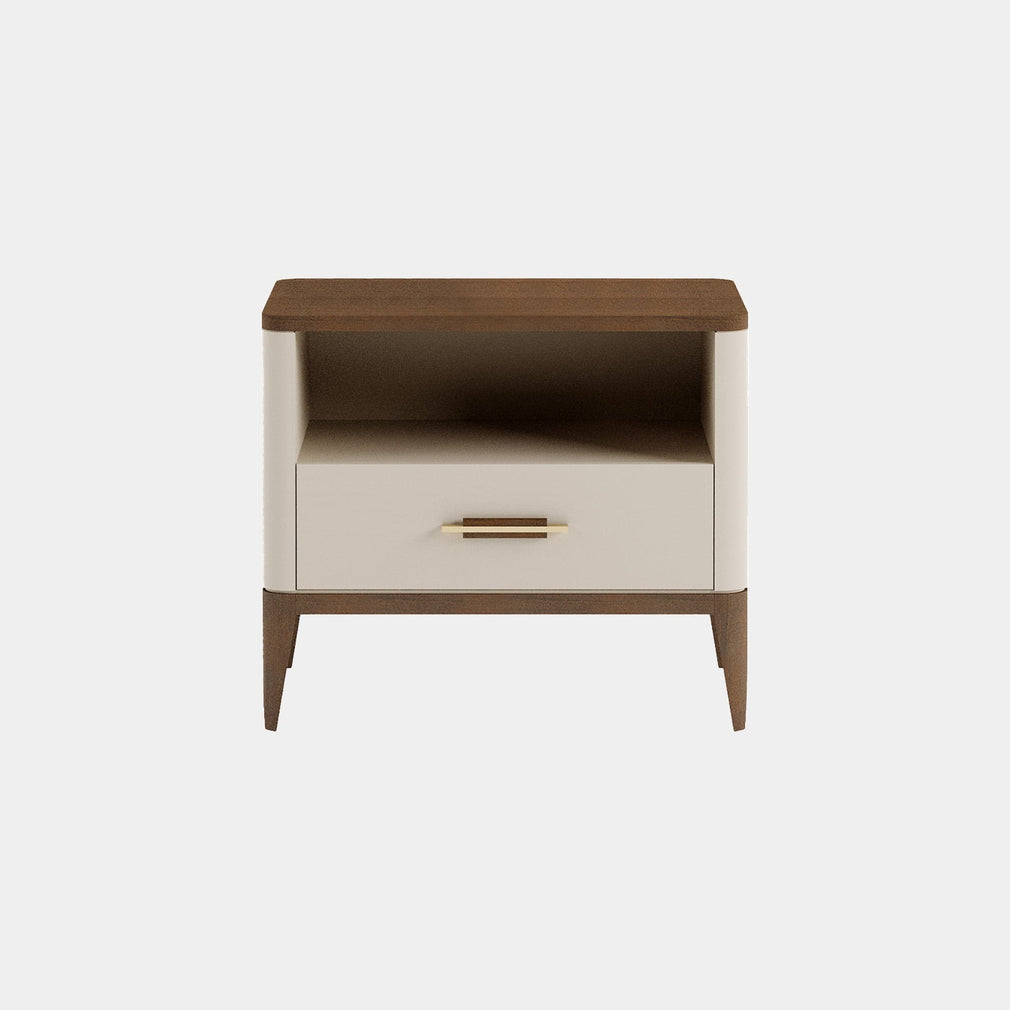 Nouvelle - 55cm Open Section 1 Drawer Bedside Table In Matte Gloss