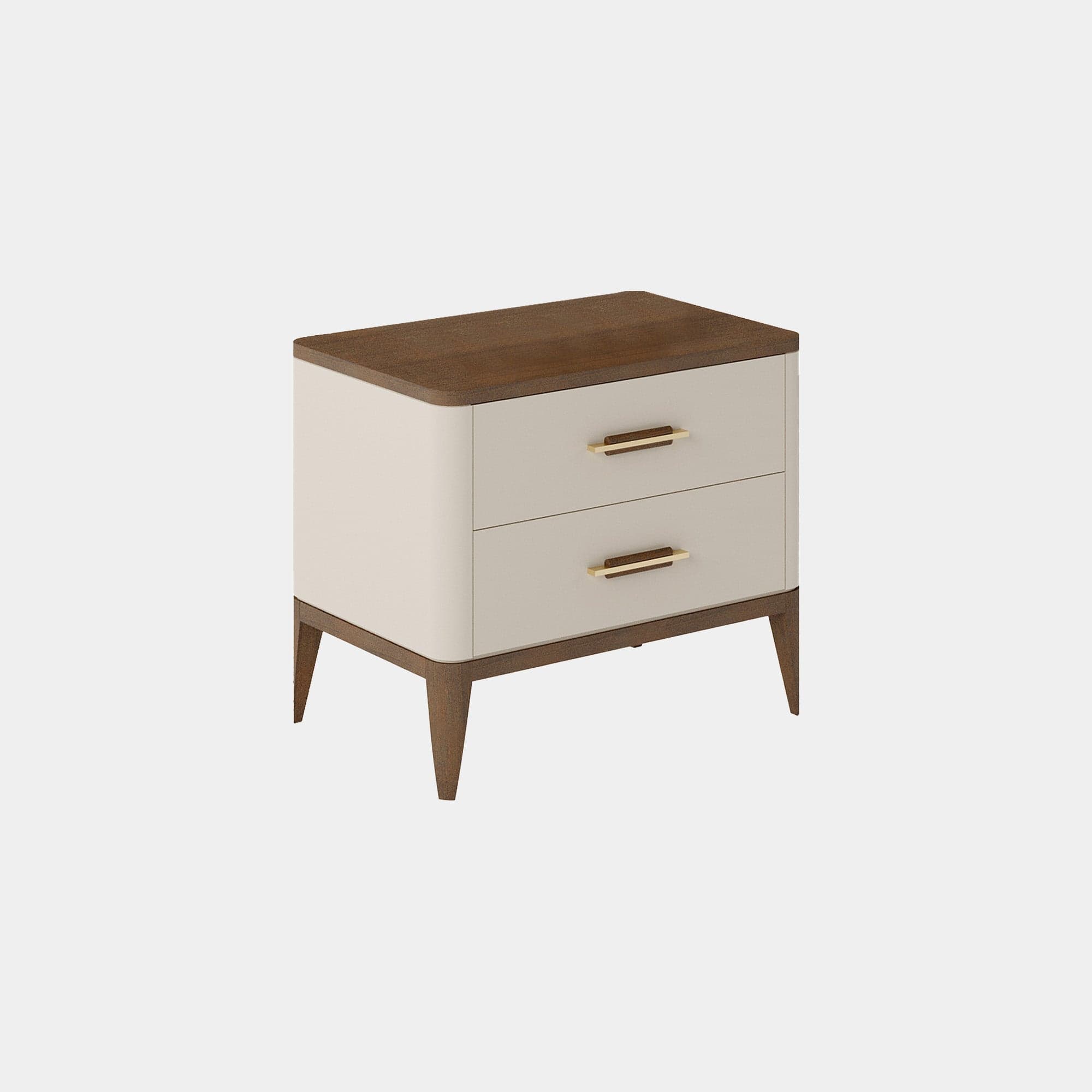 Nouvelle - 55cm 2 Drawer Bedside Table In Matte Gloss