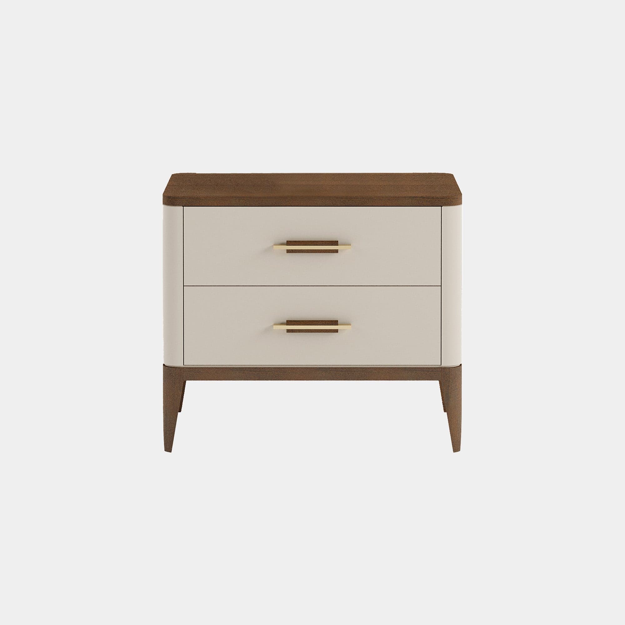 Nouvelle - 55cm 2 Drawer Bedside Table In Matte Gloss