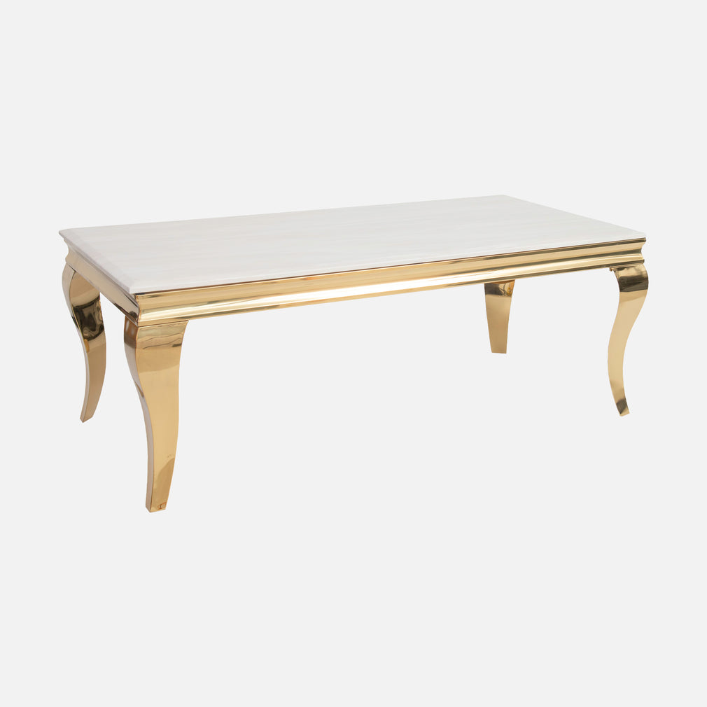 Dubai - 120cm Coffee Table With Cream Marble Top